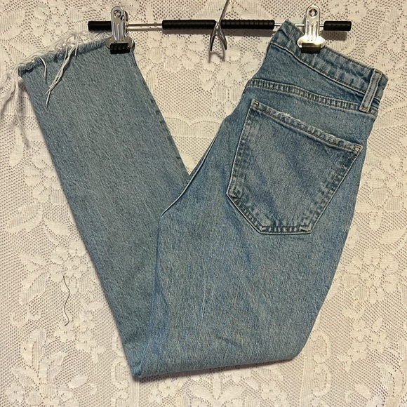 Zara Distressed Light Wash Straight Leg Jeans - Picture 1 of 3